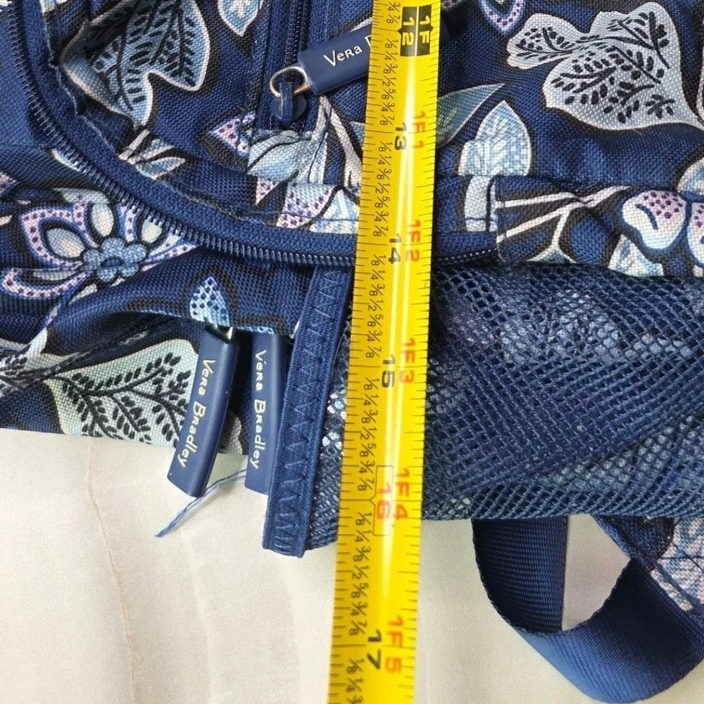Vera Bradley Blue Floral‎ Canvas Backpack Multi Pocket School Travel Bag P4